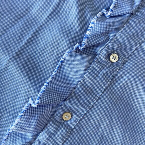 RED VALENTINO Ruffle Trim Cotton Button Down Shirt in Blue Size S/4 - Picture 8 of 14